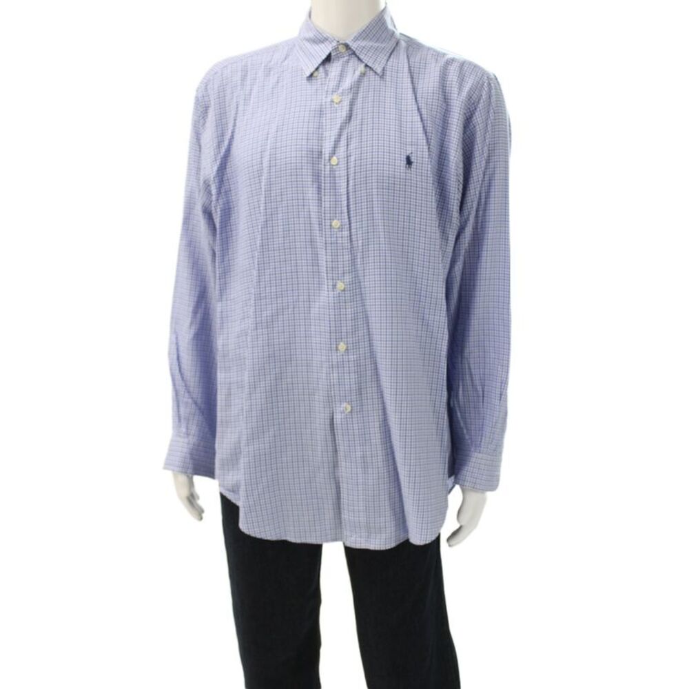 Ralph Lauren Blue Label Mens Blue Check Button-Up Long Sleeve Shirt Size M